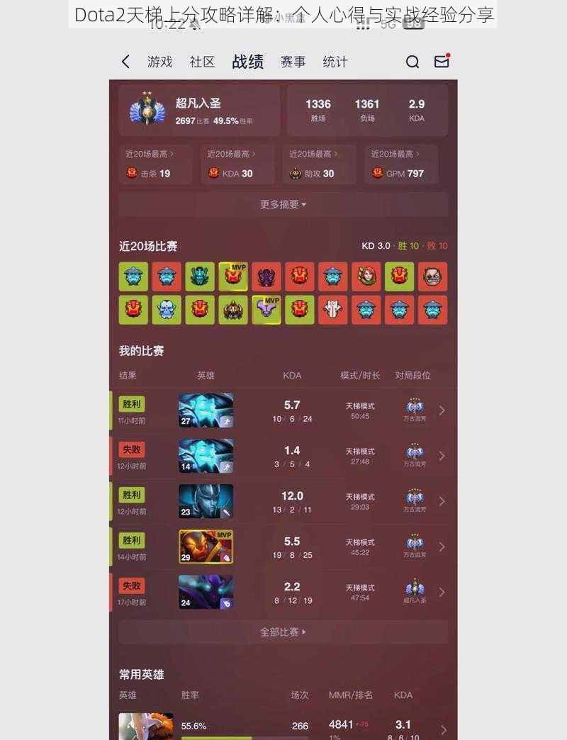 Dota2天梯上分攻略详解：个人心得与实战经验分享